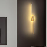 Asymmetric Linear Strip Wall Light Modern LED Brass Sconce for Hallway and Bedroom