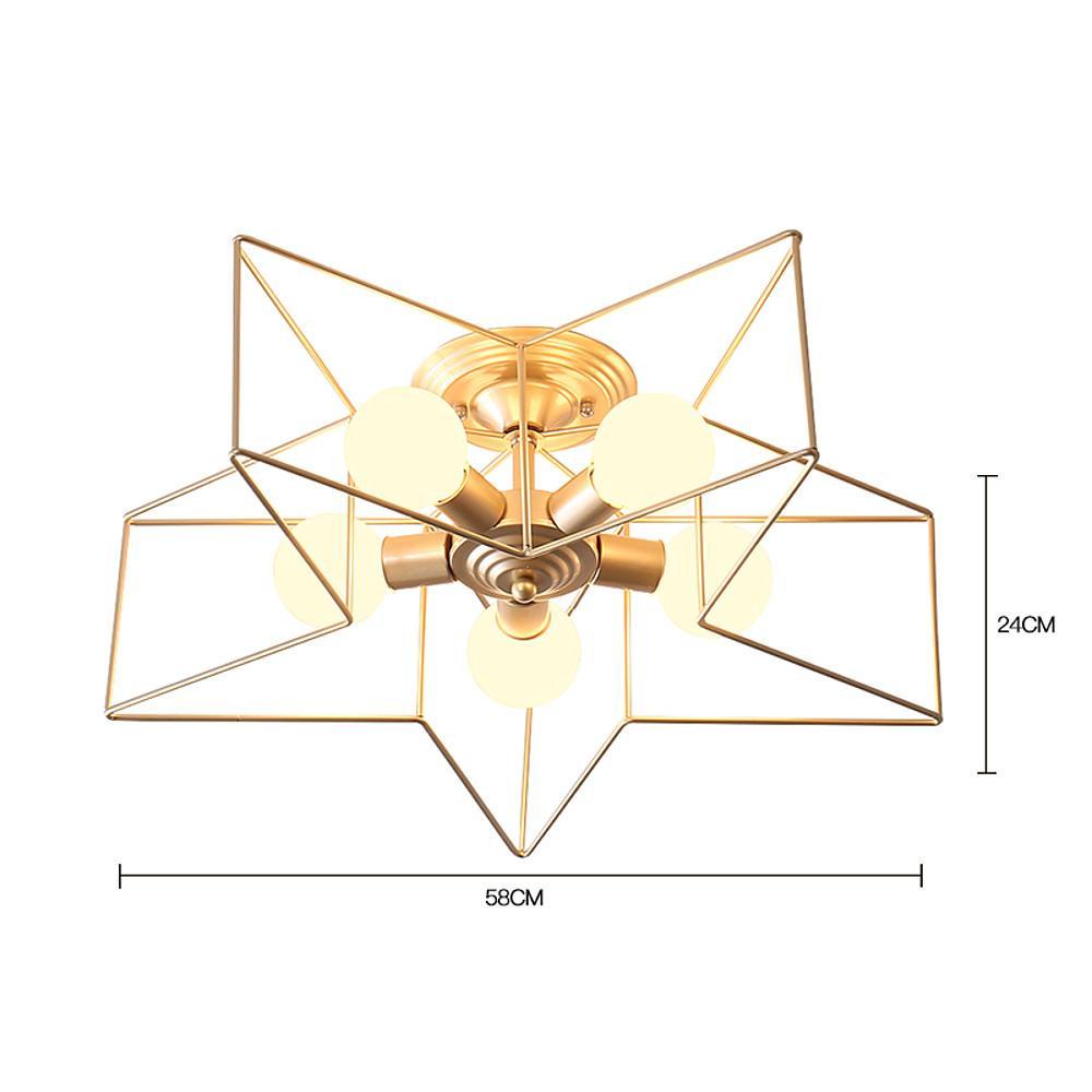 Modern Geometric Star Metal LED Ceiling Light Flush Mount Fixture for Home and Office