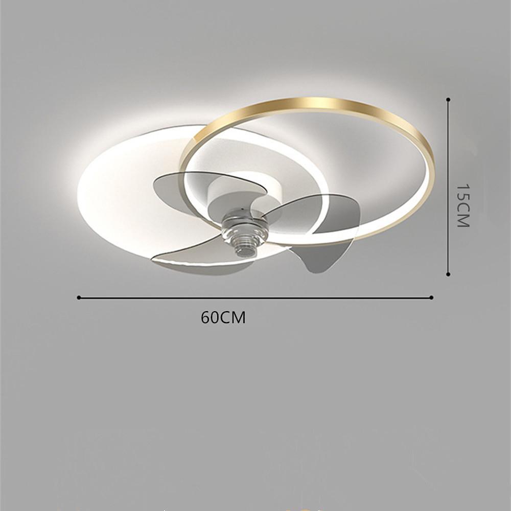 24 Inch Modern Circle LED Flush Mount Ceiling Fan with Dimmable Light and Remote Control