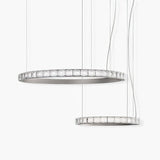 Aura Ring LED Chandelier Satin Silver Circular Pendant Light with Clear Glass Diffusers