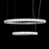 Aura Ring LED Chandelier Satin Silver Circular Pendant Light with Clear Glass Diffusers