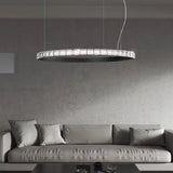 Aura Ring LED Chandelier Satin Silver Circular Pendant Light with Clear Glass Diffusers