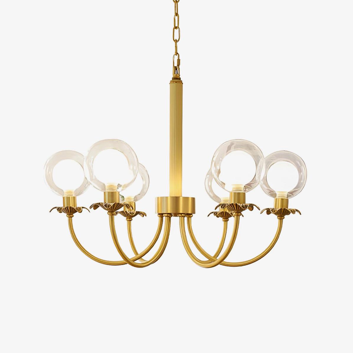 Aureate Radiance Glass Globe Branch Chandelier Elegant Brass Pendant Lighting