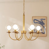 Aureate Radiance Glass Globe Branch Chandelier Elegant Brass Pendant Lighting
