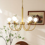 Aureate Radiance Glass Globe Branch Chandelier Elegant Brass Pendant Lighting