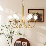 Aureate Radiance Glass Globe Branch Chandelier Elegant Brass Pendant Lighting