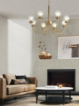 Aureate Radiance Glass Globe Branch Chandelier Elegant Brass Pendant Lighting