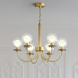 Aureate Radiance Glass Globe Branch Chandelier Elegant Brass Pendant Lighting
