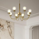 Aureate Radiance Glass Globe Branch Chandelier Elegant Brass Pendant Lighting