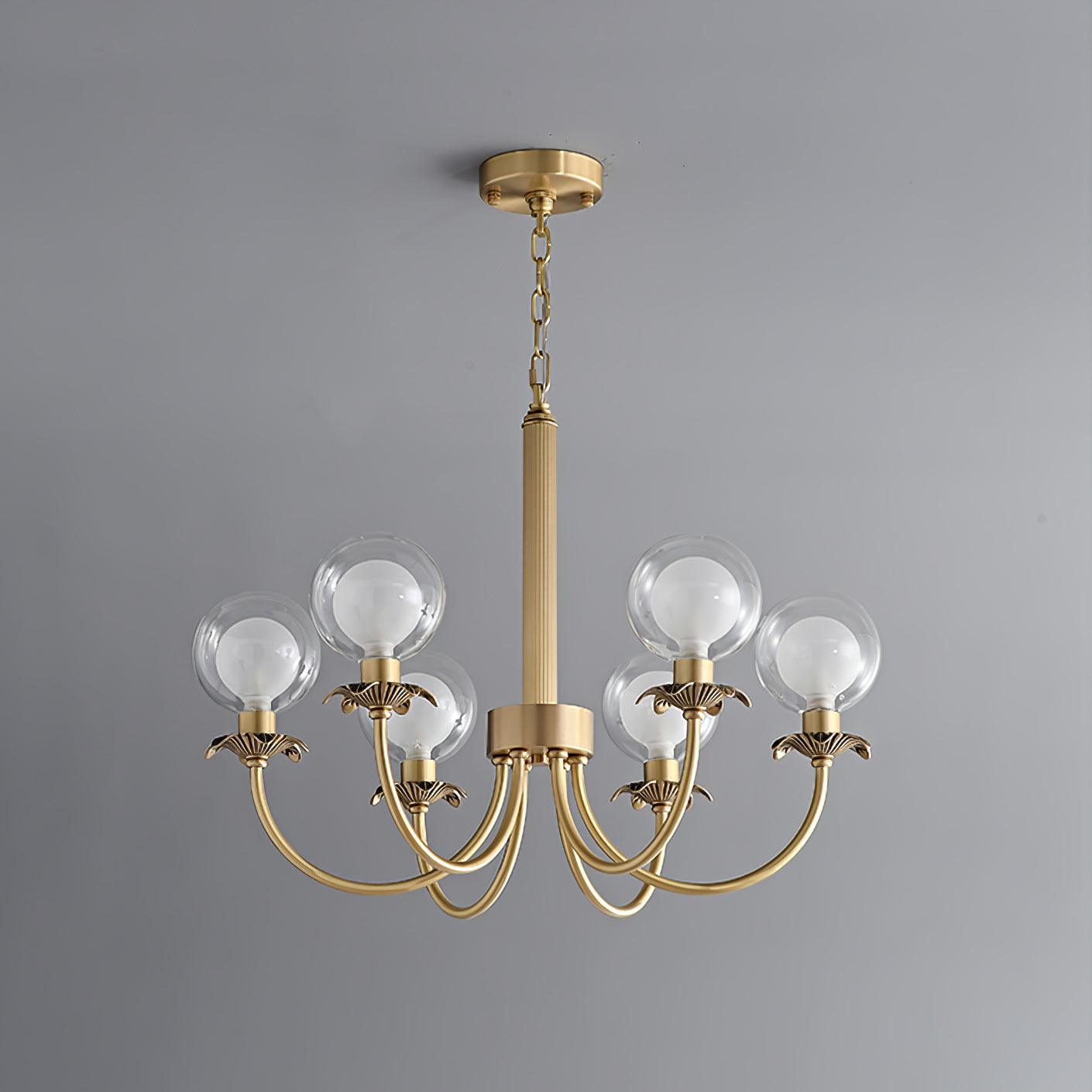 Aureate Radiance Glass Globe Branch Chandelier Elegant Brass Pendant Lighting