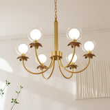 Aureate Radiance Glass Globe Branch Chandelier Elegant Brass Pendant Lighting