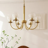 Aureate Radiance Glass Globe Branch Chandelier Elegant Brass Pendant Lighting