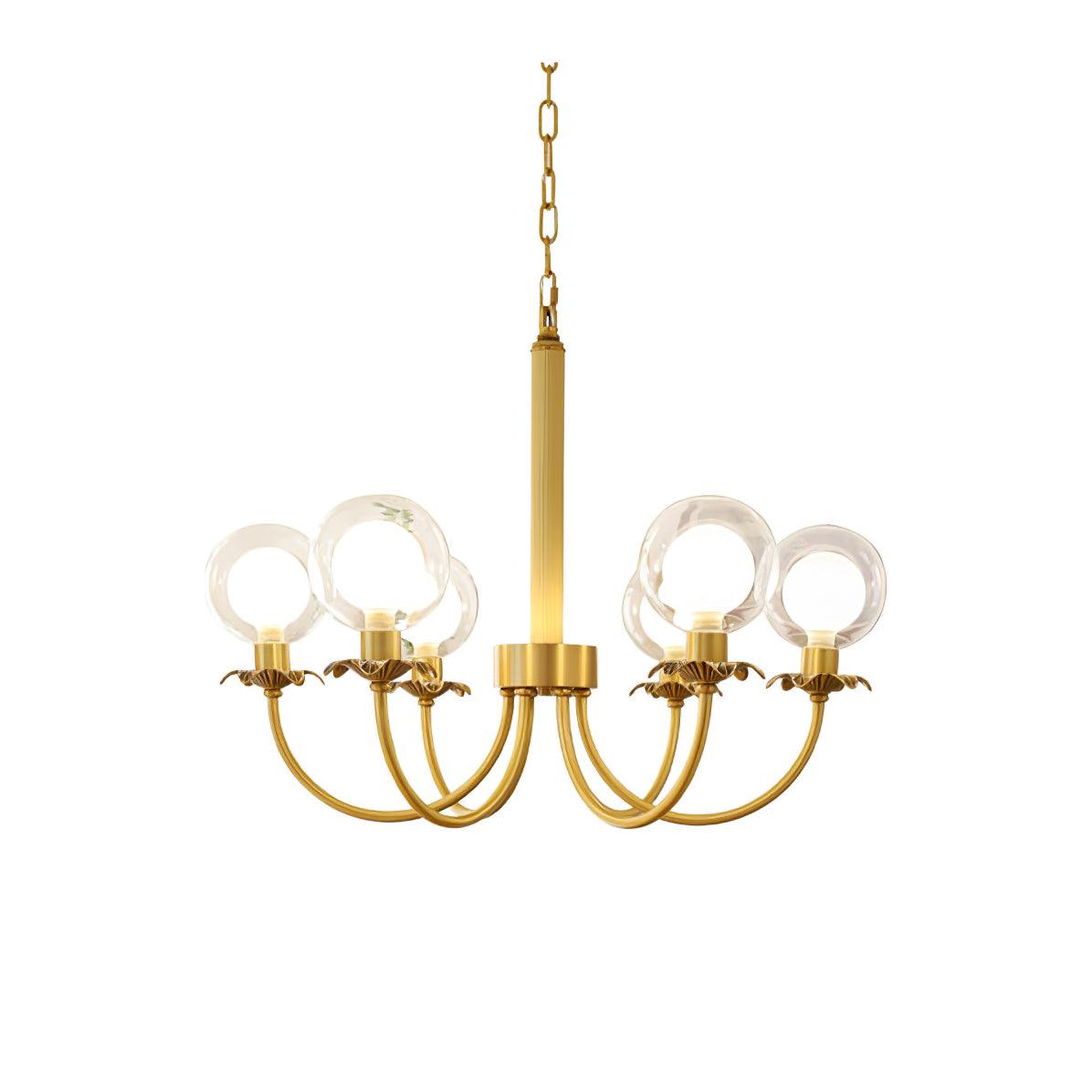 Aureate Radiance Glass Globe Branch Chandelier Elegant Brass Pendant Lighting