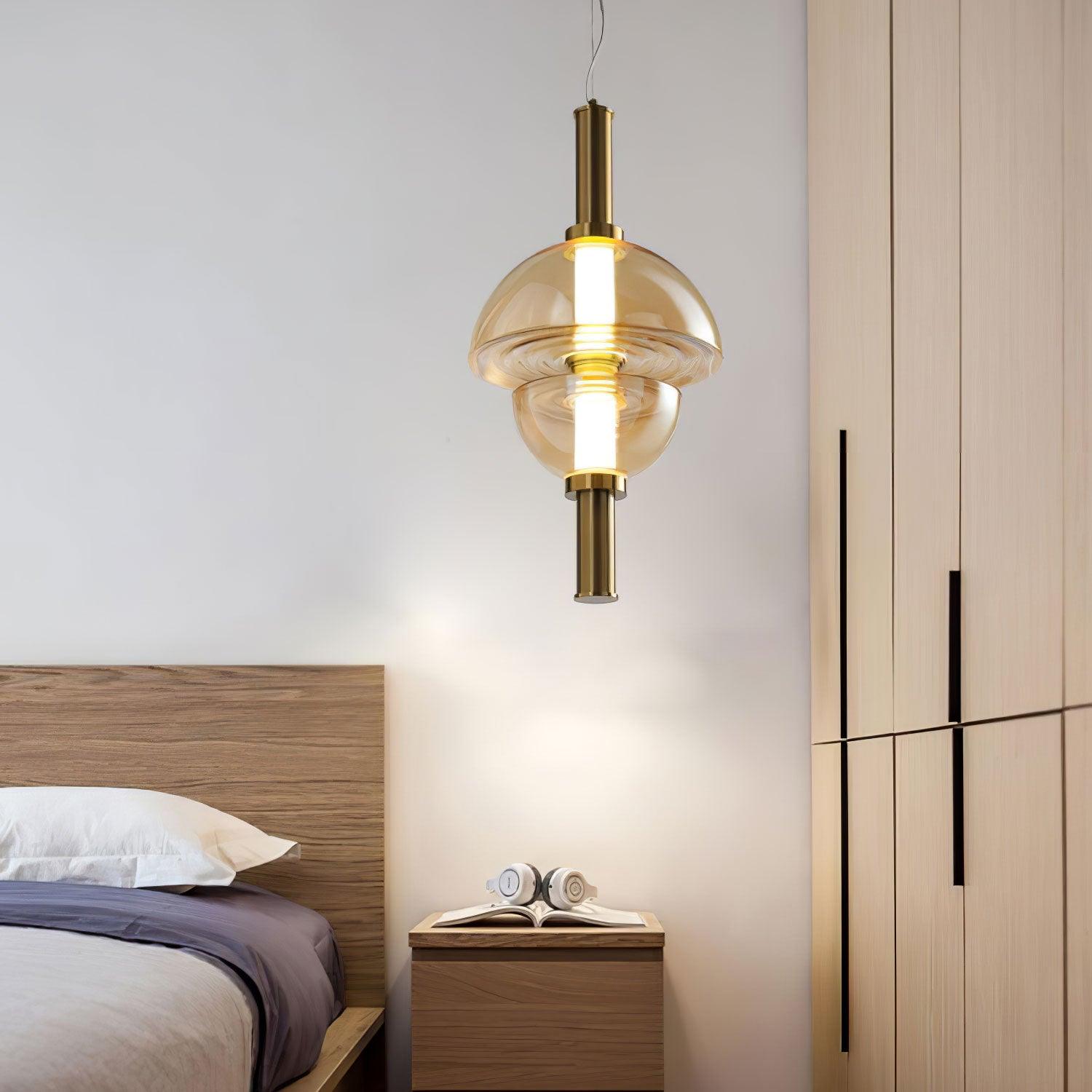 Aurora Glass Globe LED Pendant Lamp Contemporary Ceiling Light Fixture for Modern Homes