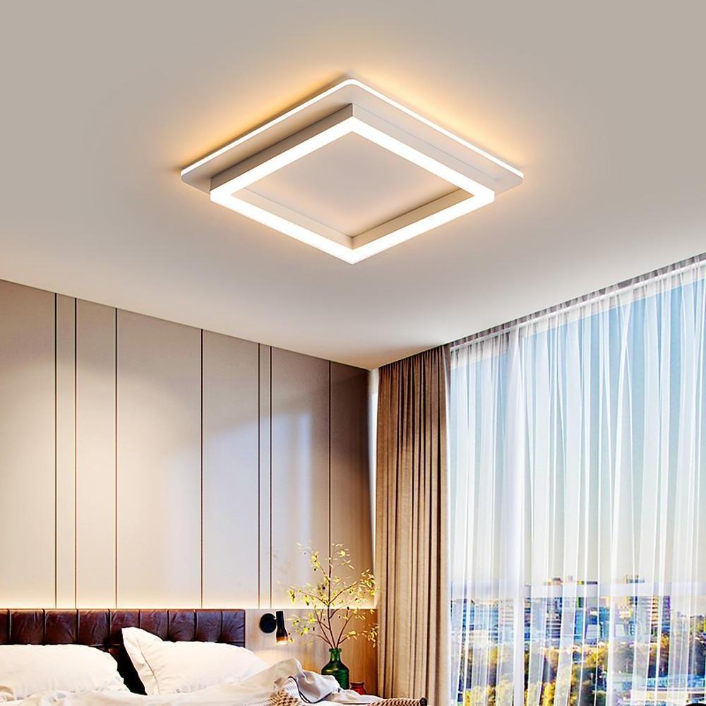 Modern Double Square LED Flush Mount Ceiling Light for Bedroom and Living Room