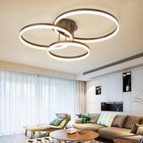 Modern Triple Ring LED Flush Mount Ceiling Light Large Metal Acrylic Dimmable Fixture 35 Inch
