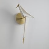 Avian Inspired Modern LED Bird Wall Sconce Adjustable Gold Finish Sconce Set for Living Room and Bedroom