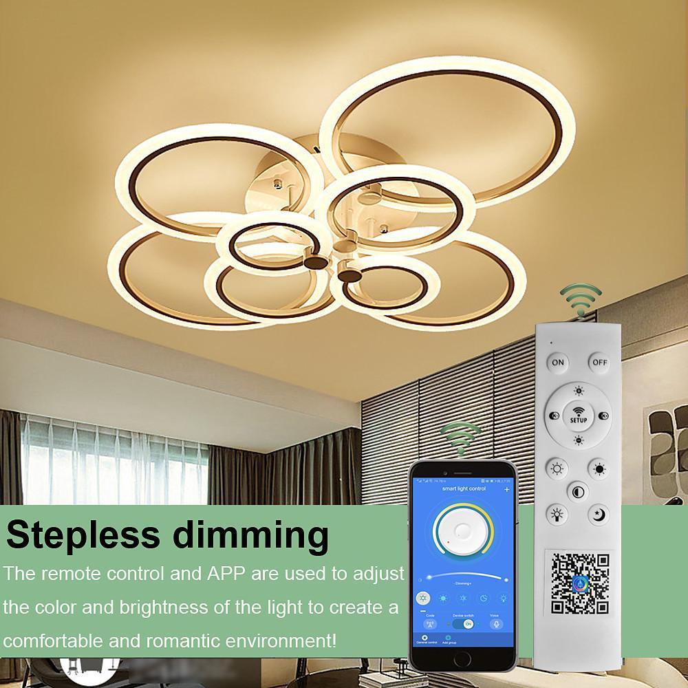 Modern Geometric Circles LED Cluster Ceiling Light Flush Mount Fixture for Bedroom and Living Room