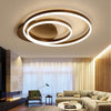 Modern Dimmable Double Ring LED Flush Mount Ceiling Light with Remote in Coffee Finish