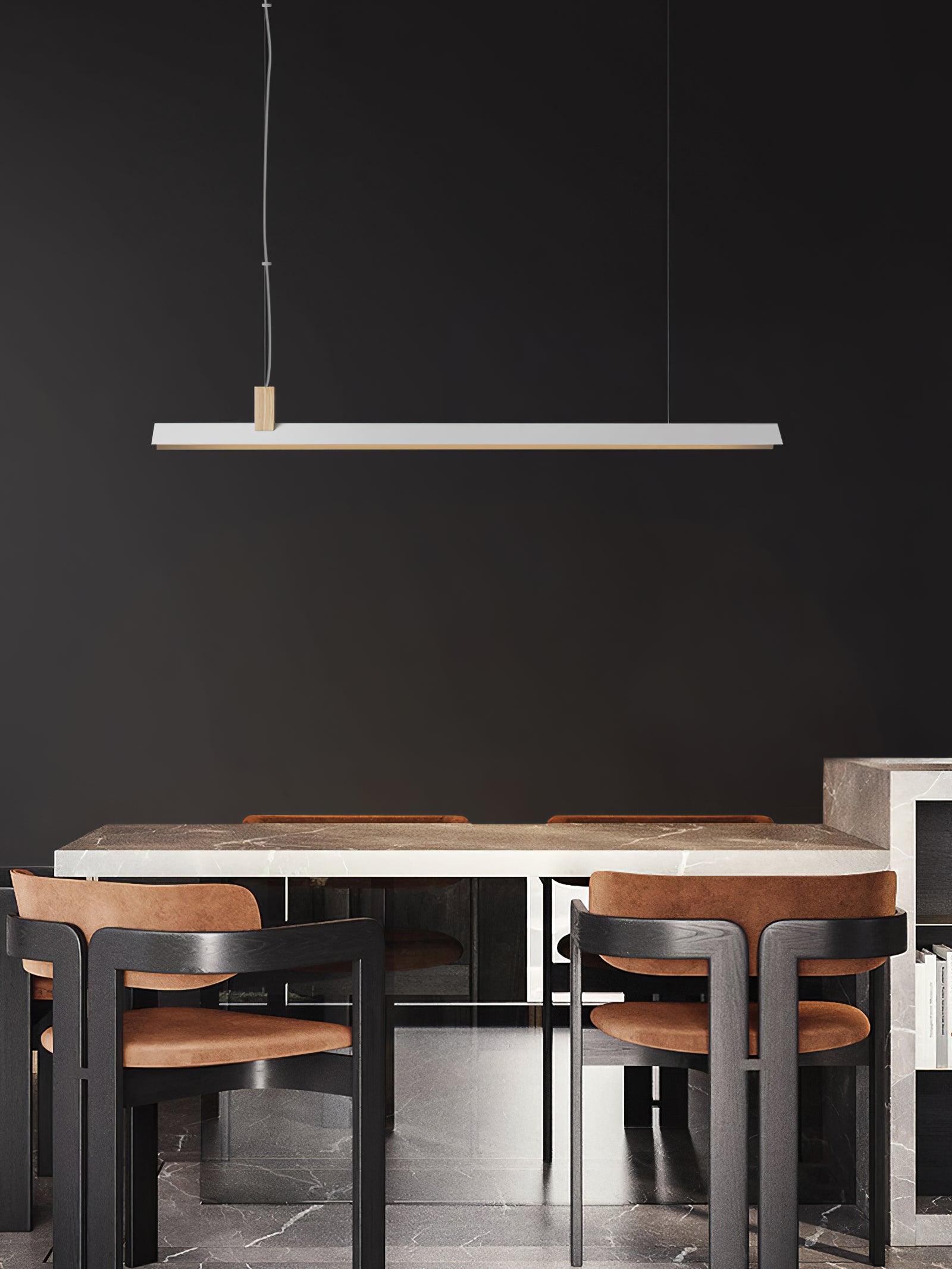 Axis T Wooden Linear LED Pendant Light for Kitchen Island Farmhouse Hanging Ceiling Fixture