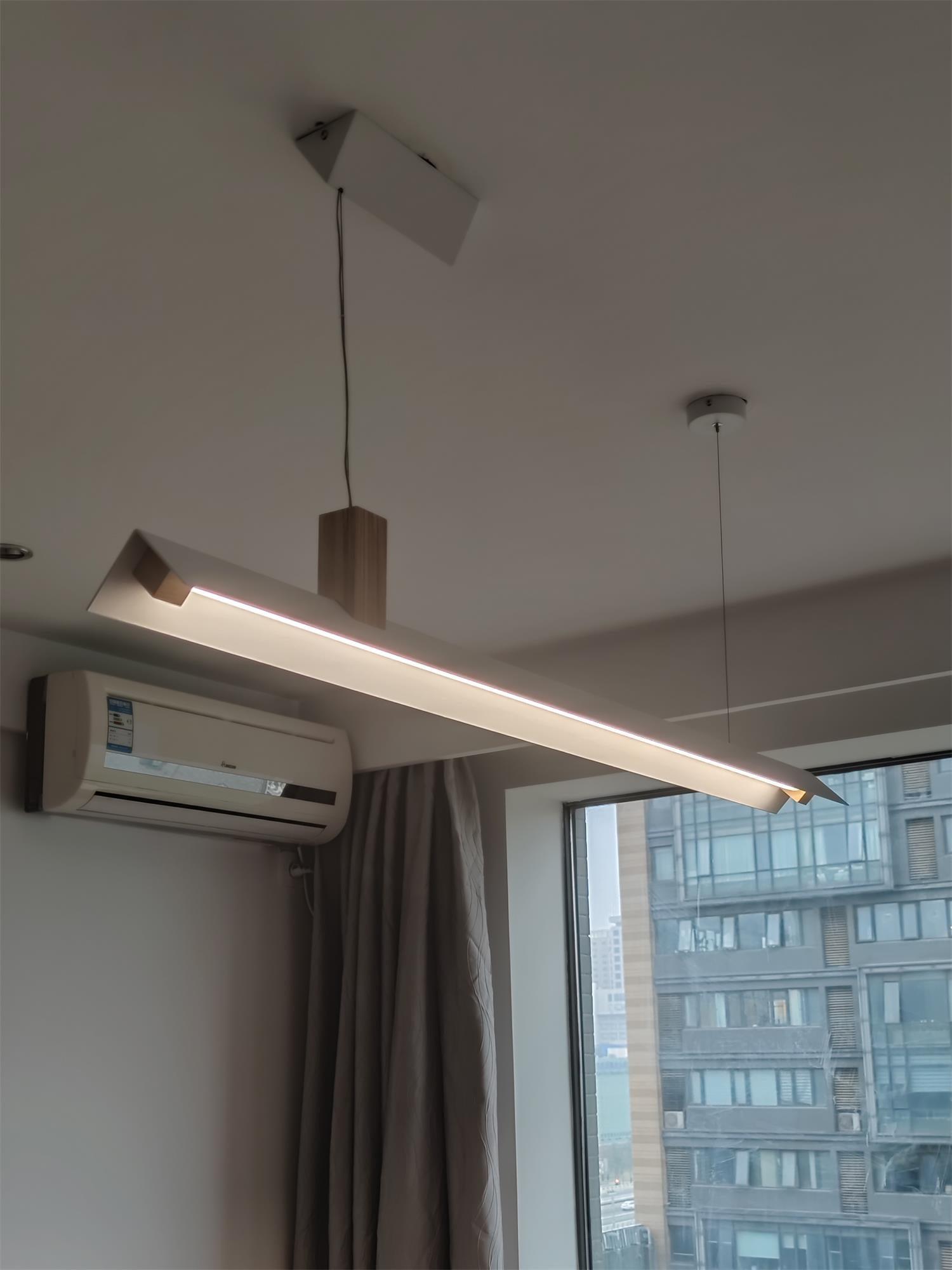 Axis T Wooden Linear LED Pendant Light for Kitchen Island Farmhouse Hanging Ceiling Fixture