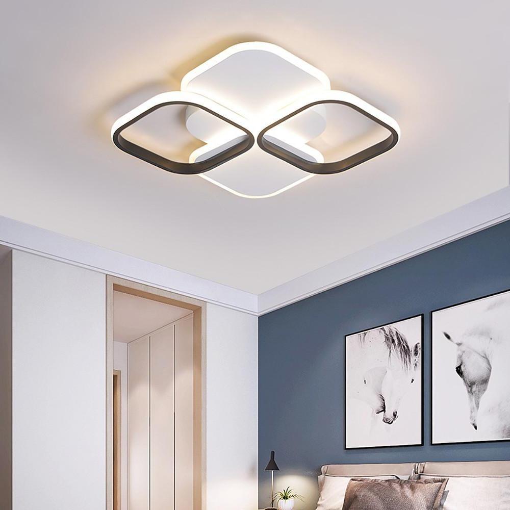 Modern Geometric Square LED Ceiling Light Flush Mount Fixture for Bedroom and Living Room
