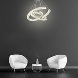 Modern Wave Crystal LED Flush Mount Ceiling Light Stainless Steel Fixture for Dining Room