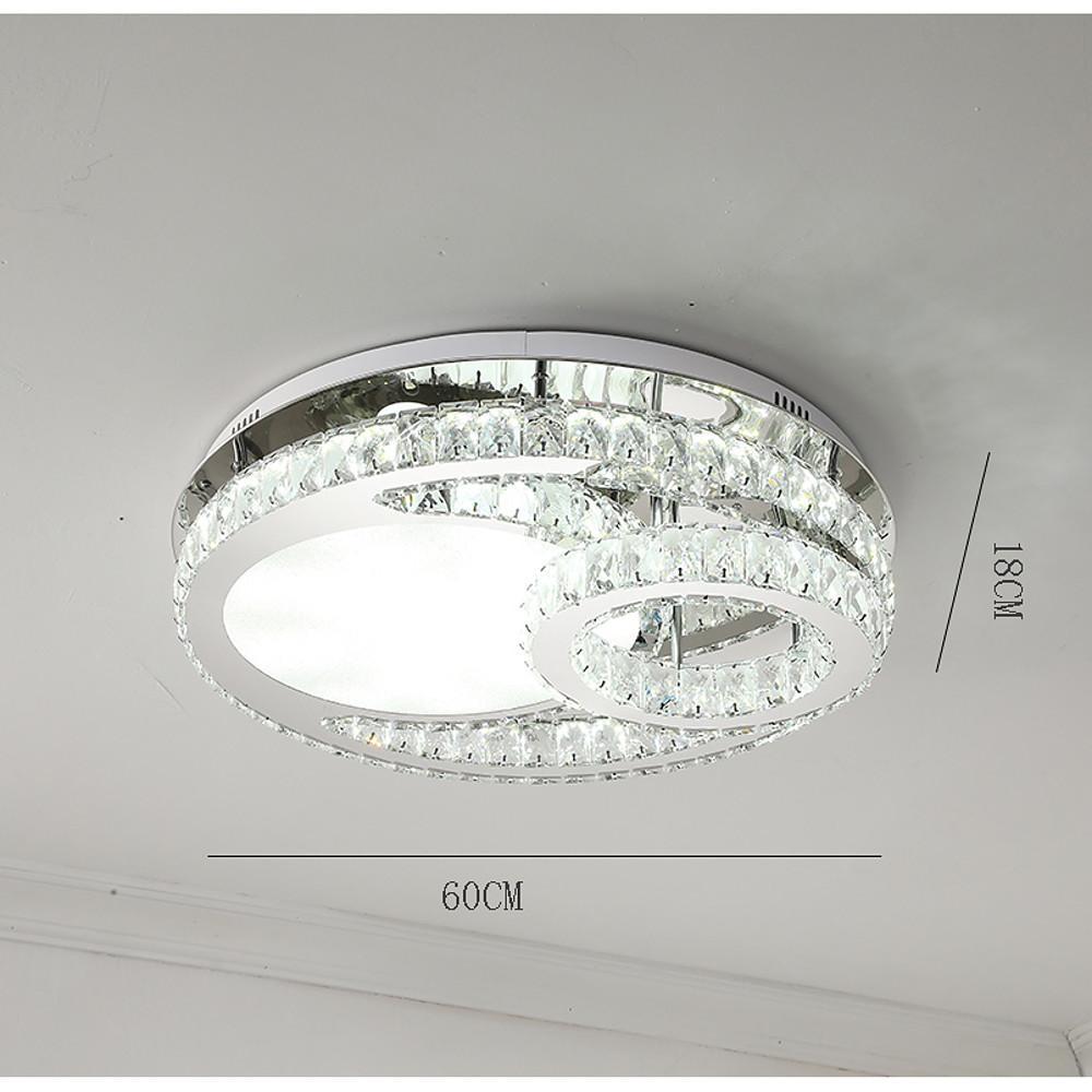 Modern Crystal LED Ceiling Light Overlapping Circles Stainless Steel Flush Mount Lighting
