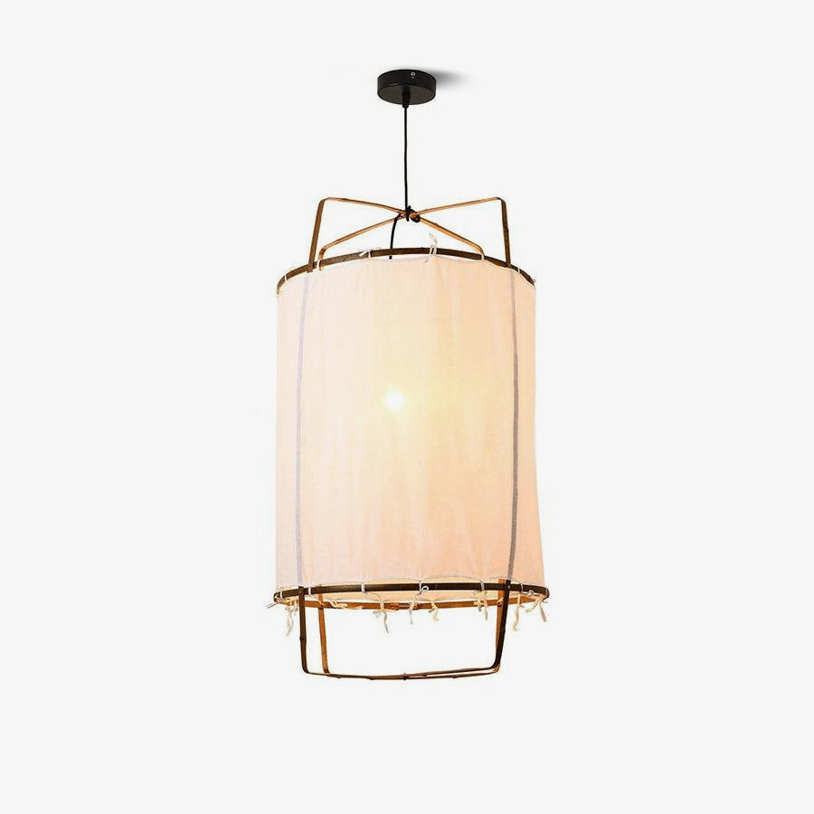Bamboo and Linen Houselight Pendant Light Natural Organic Hanging Lamp for Living Rooms and Dining Areas