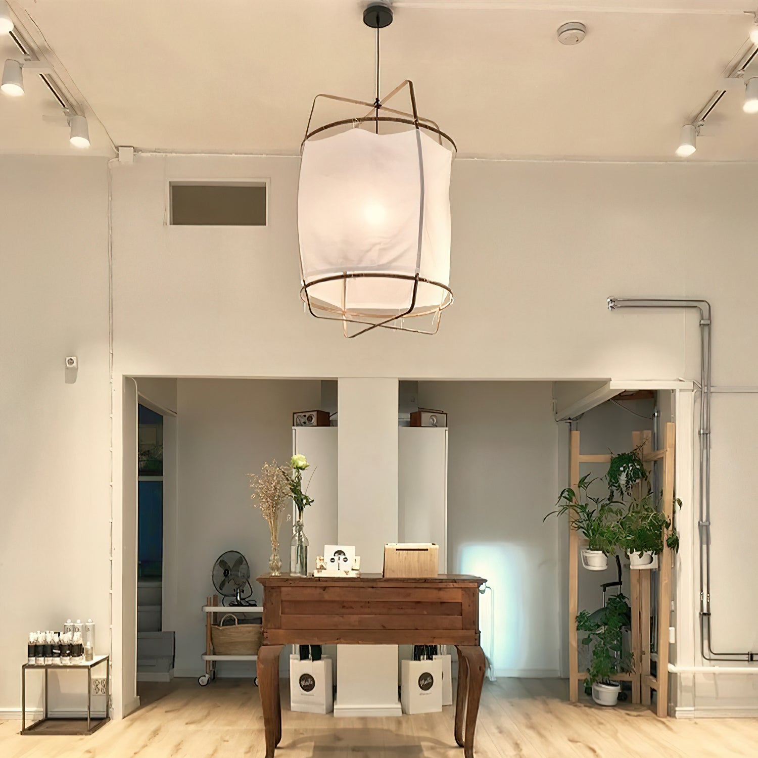 Bamboo and Linen Houselight Pendant Light Natural Organic Hanging Lamp for Living Rooms and Dining Areas
