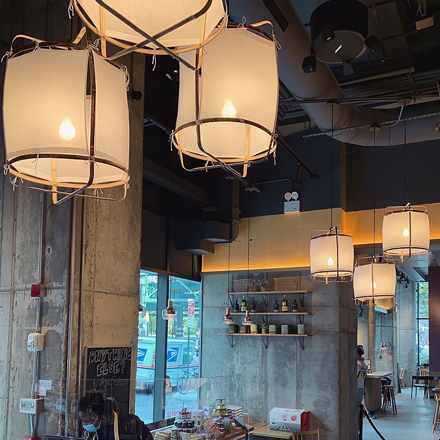 Bamboo and Linen Houselight Pendant Light Natural Organic Hanging Lamp for Living Rooms and Dining Areas