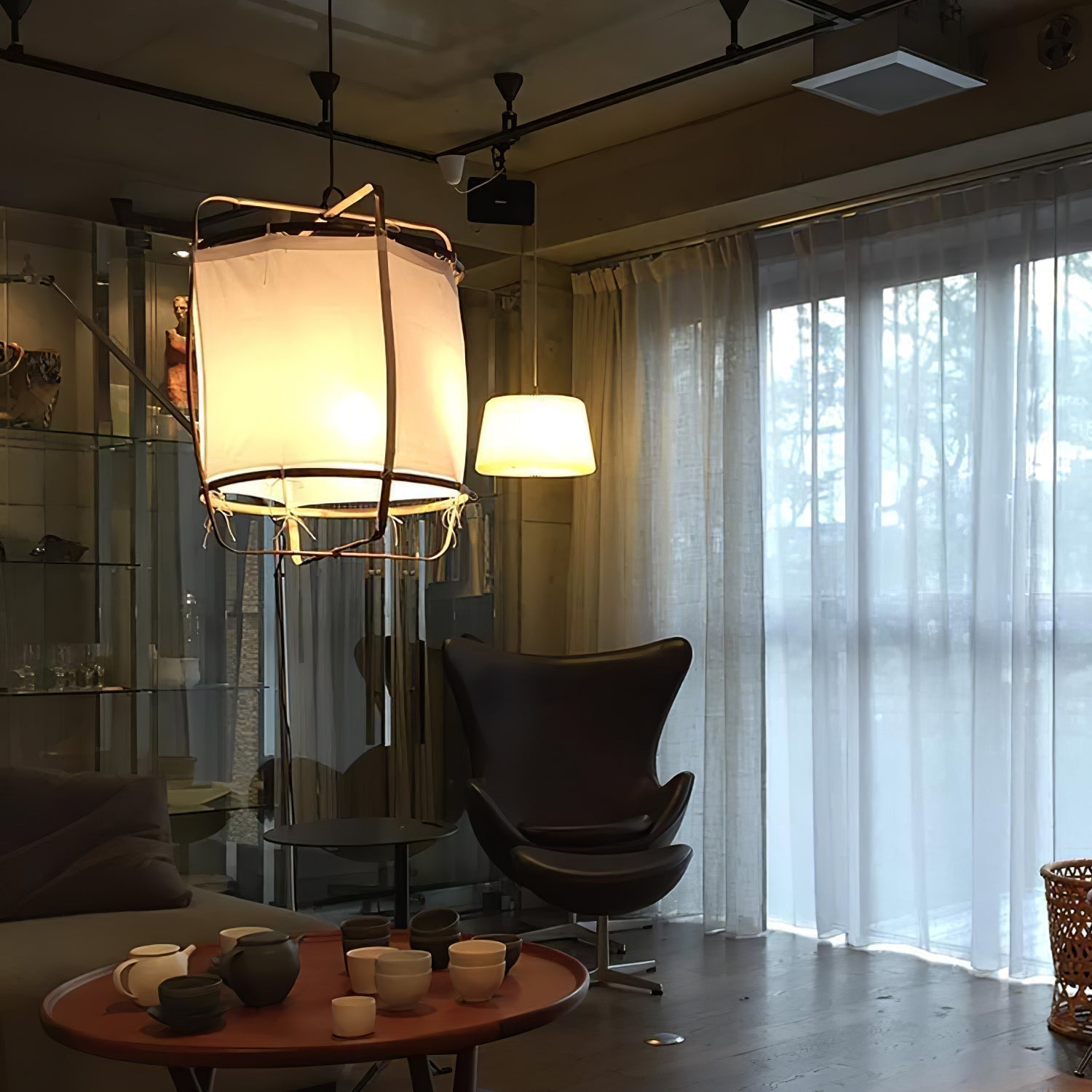 Bamboo and Linen Houselight Pendant Light Natural Organic Hanging Lamp for Living Rooms and Dining Areas