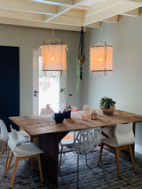 Bamboo and Linen Houselight Pendant Light Natural Organic Hanging Lamp for Living Rooms and Dining Areas