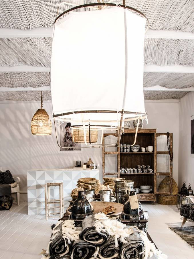 Bamboo and Linen Houselight Pendant Light Natural Organic Hanging Lamp for Living Rooms and Dining Areas