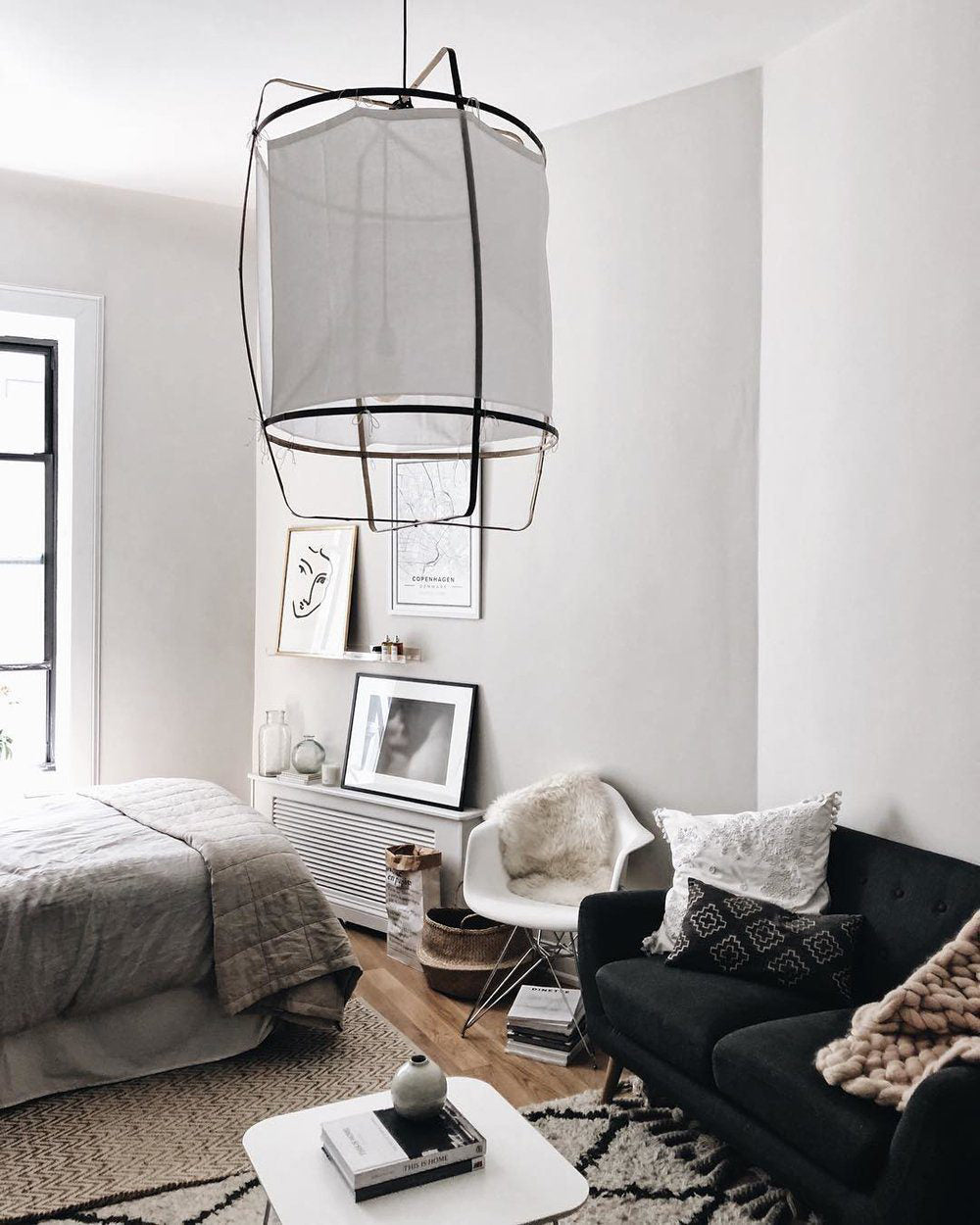 Bamboo and Linen Houselight Pendant Light Natural Organic Hanging Lamp for Living Rooms and Dining Areas