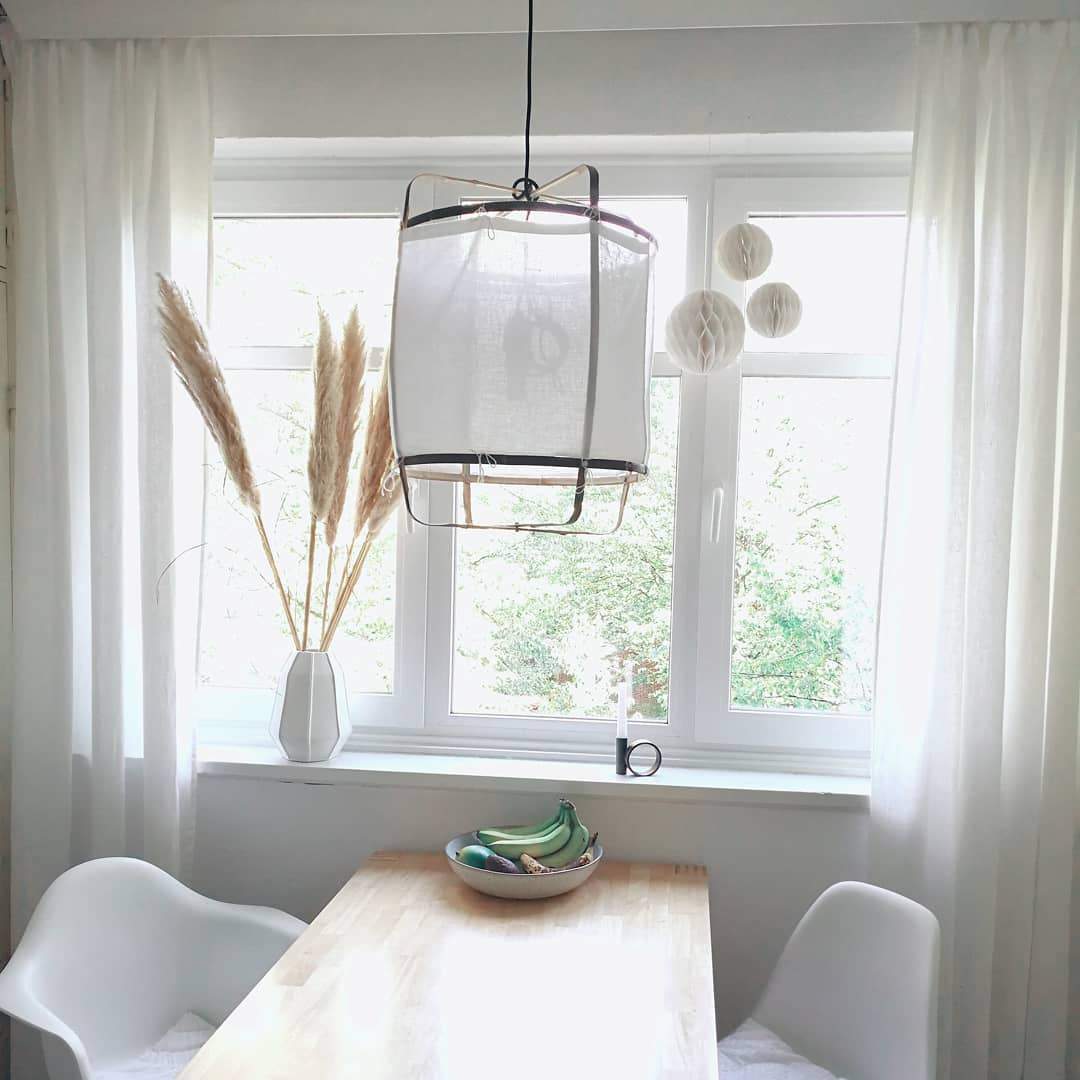 Bamboo and Linen Houselight Pendant Light Natural Organic Hanging Lamp for Living Rooms and Dining Areas