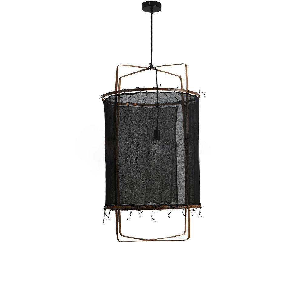 Bamboo and Linen Houselight Pendant Light Natural Organic Hanging Lamp for Living Rooms and Dining Areas
