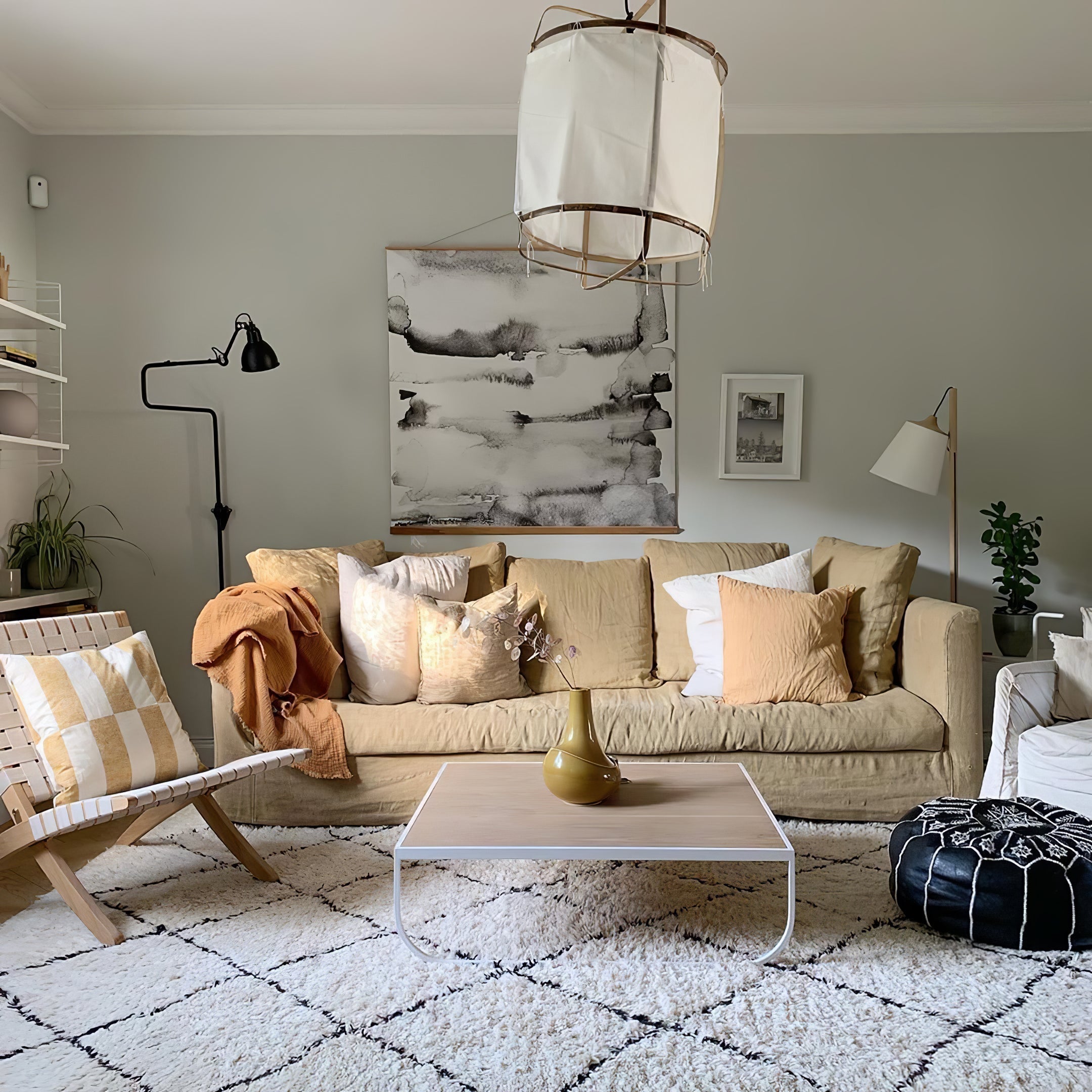 Bamboo and Linen Houselight Pendant Light Natural Organic Hanging Lamp for Living Rooms and Dining Areas