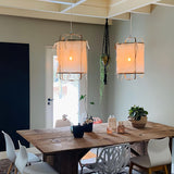 Bamboo and Linen Houselight Pendant Light Natural Organic Hanging Lamp for Living Rooms and Dining Areas