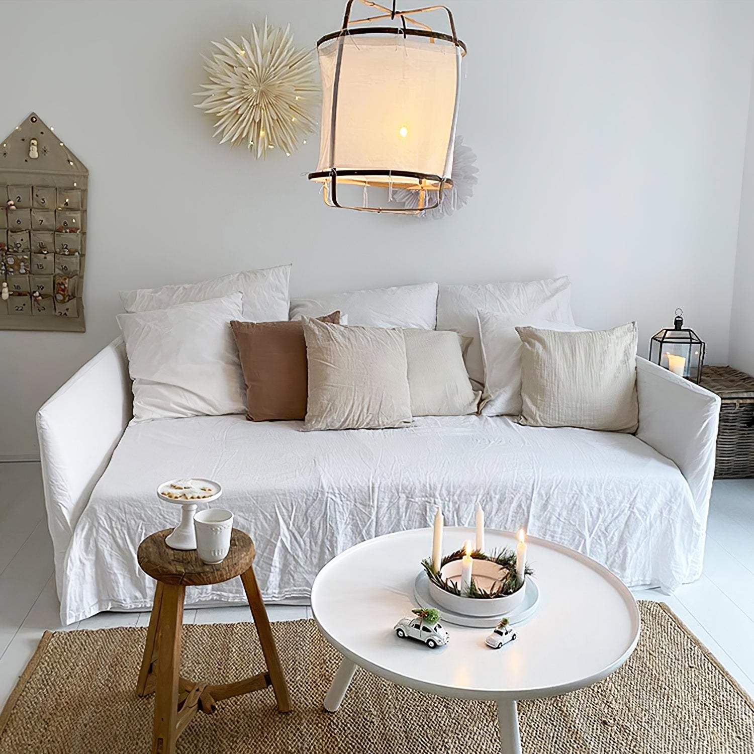 Bamboo and Linen Houselight Pendant Light Natural Organic Hanging Lamp for Living Rooms and Dining Areas