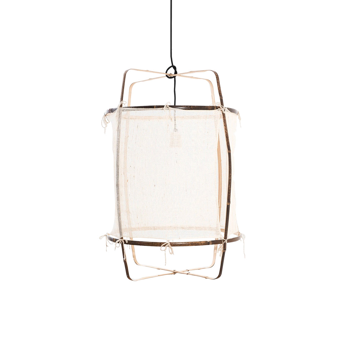 Bamboo and Linen Houselight Pendant Light Natural Organic Hanging Lamp for Living Rooms and Dining Areas