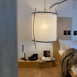 Bamboo and Linen Houselight Pendant Light Natural Organic Hanging Lamp for Living Rooms and Dining Areas