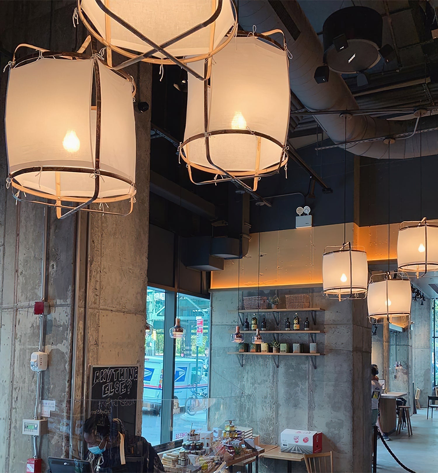 Bamboo and Linen Houselight Pendant Light Natural Organic Hanging Lamp for Living Rooms and Dining Areas