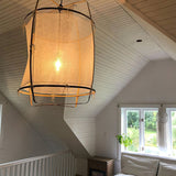 Bamboo and Linen Houselight Pendant Light Natural Organic Hanging Lamp for Living Rooms and Dining Areas