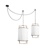 Bamboo and Linen Houselight Pendant Light Natural Organic Hanging Lamp for Living Rooms and Dining Areas