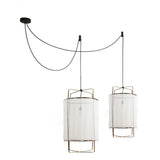 Bamboo and Linen Houselight Pendant Light Natural Organic Hanging Lamp for Living Rooms and Dining Areas