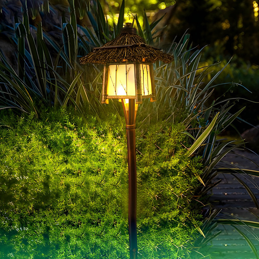 Bamboo Waterproof Outdoor Path Lights and Farmhouse Garden Lawn Lighting Fixture