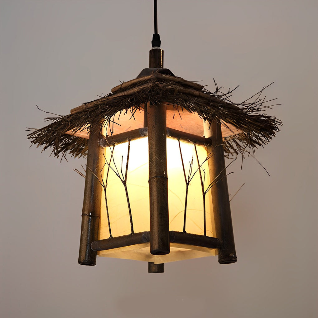 Bamboo Waterproof Outdoor Path Lights and Farmhouse Garden Lawn Lighting Fixture