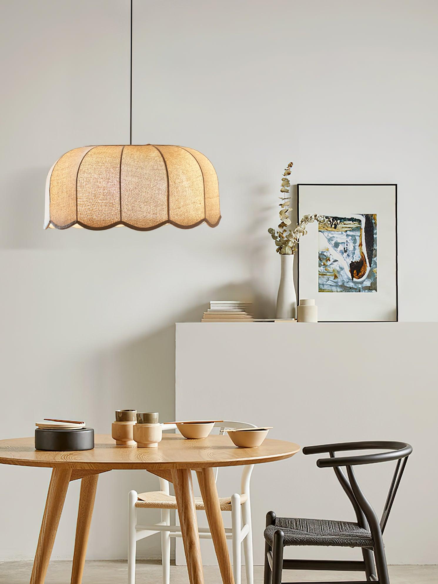 Banana Leaf Fabric Pendant Lamp Modern Organic Ceiling Chandelier for Dining Room and Living Area