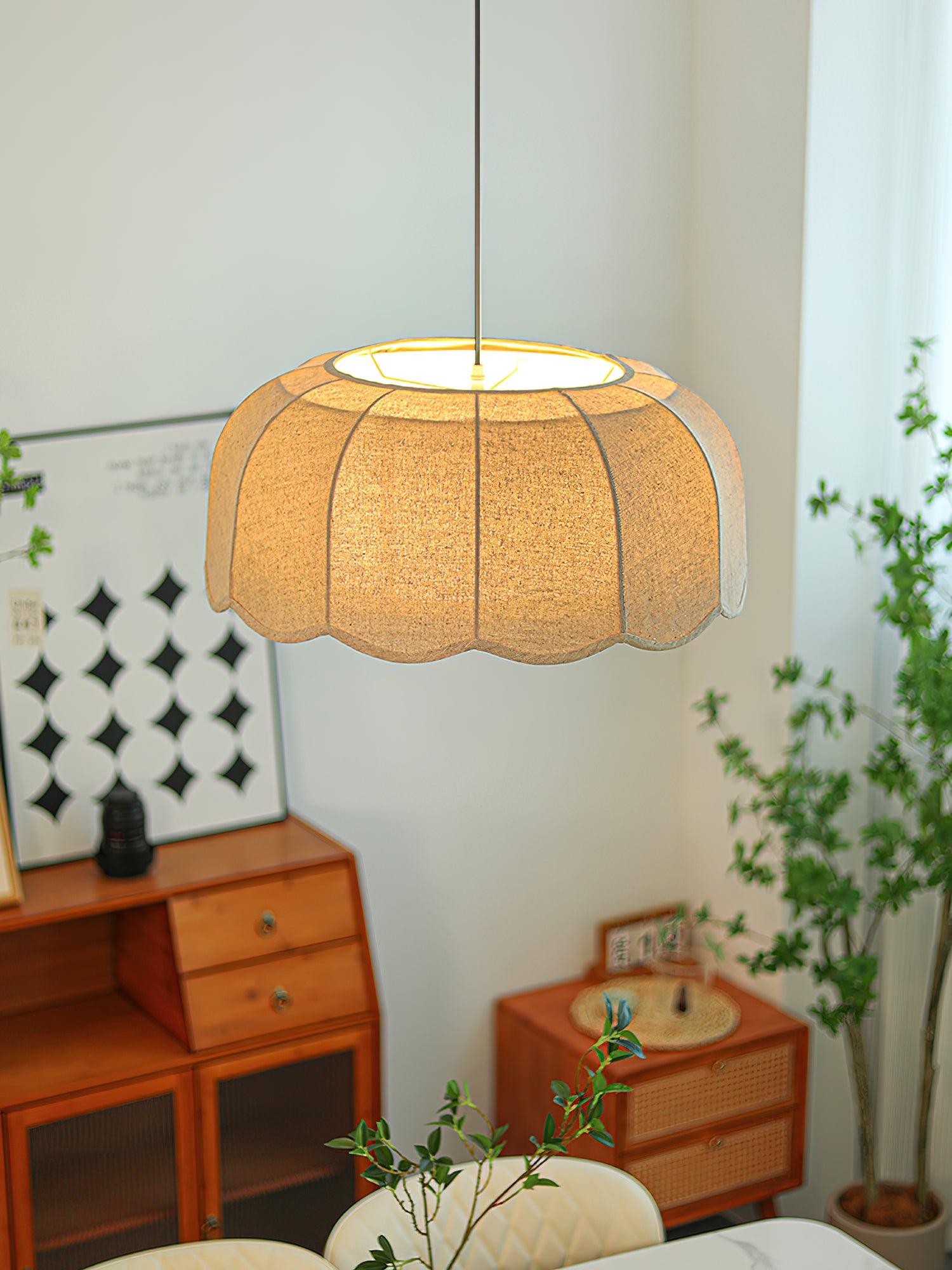 Banana Leaf Fabric Pendant Lamp Modern Organic Ceiling Chandelier for Dining Room and Living Area